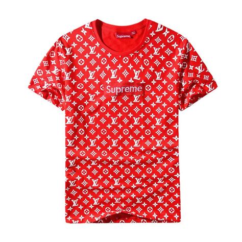 supreme lv shirt red|louis vuitton supreme t shirts.